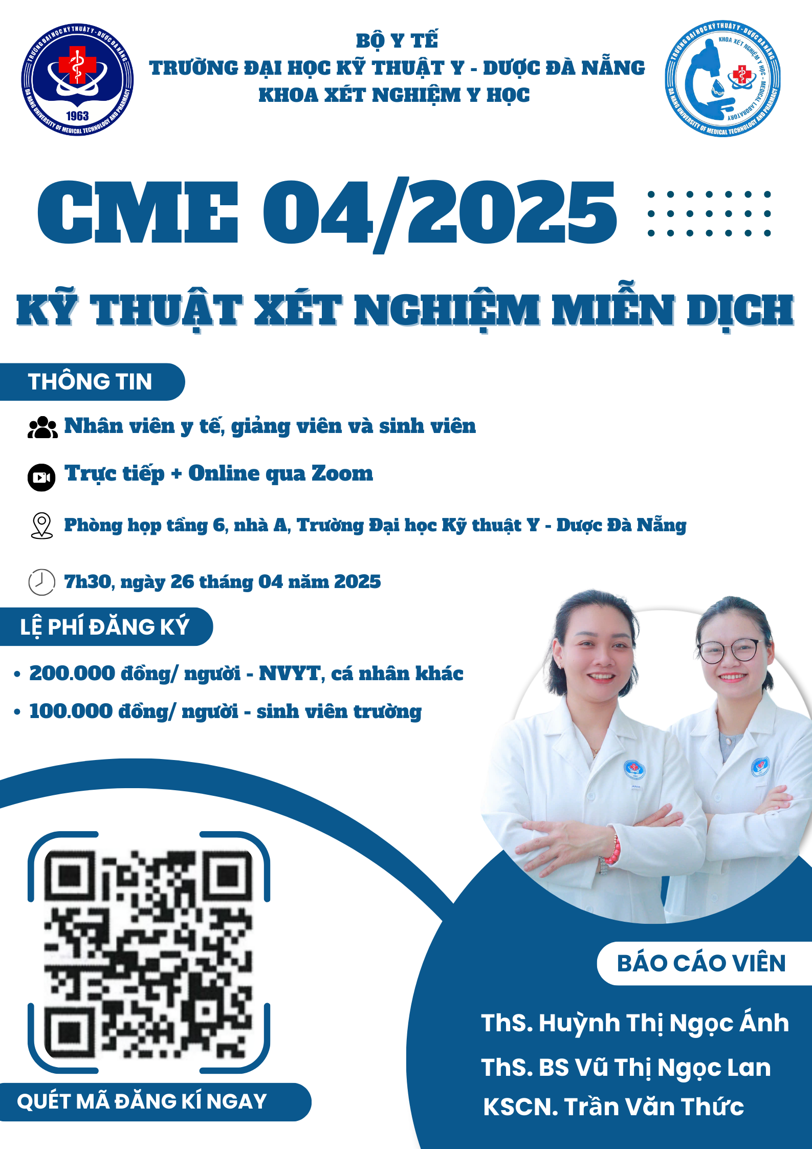 Trường Đại học Kỹ thuật Y - Dược Đà Nẵng thông báo tổ chức khóa tập huấn về xét nghiệm y học